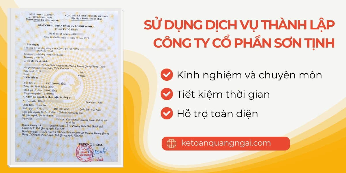 Dịch vụ thành lập công ty cổ phần Sơn Tịnh - Ms. Thu