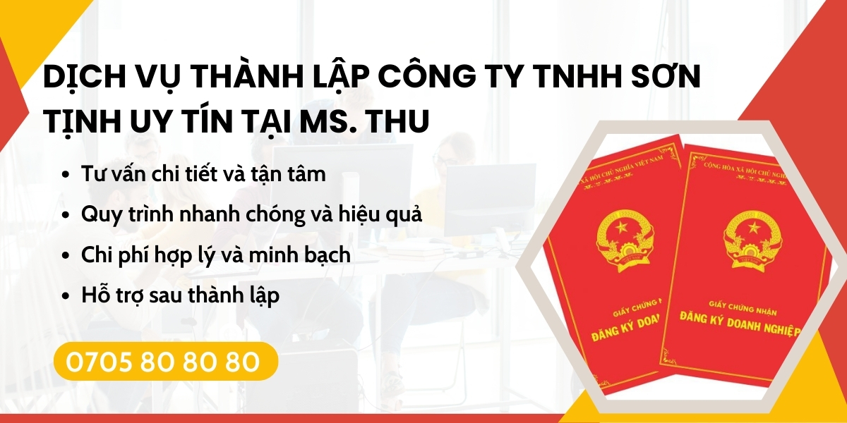 Thành lập công ty TNHH Sơn Tịnh hỗ trợ 24/7 uy tín