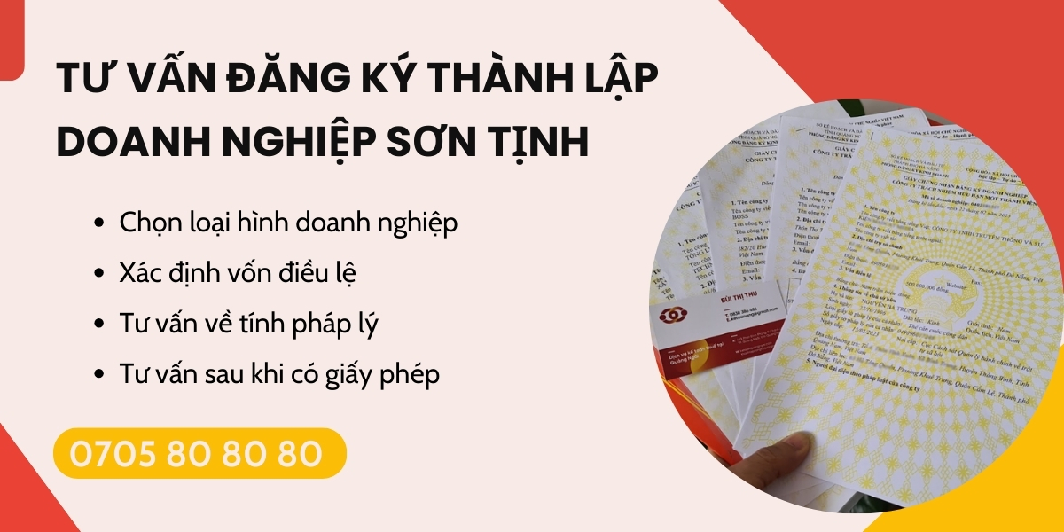 Dịch vụ đăng ký thành lập doanh nghiệp Sơn Tịnh uy tín