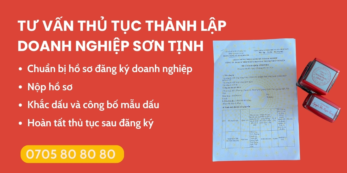 Tư vấn thành lập doanh nghiệp Sơn Tịnh trọn gói